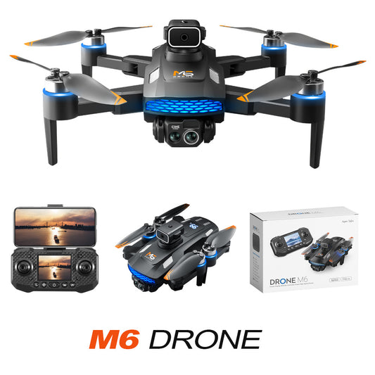 M6 Drone: HD Electric Adjustable Dual Camera Lens + Brushless Motor Power + Obstacle Avoidance + Optical Flow Hover + Remote Control with Screen
