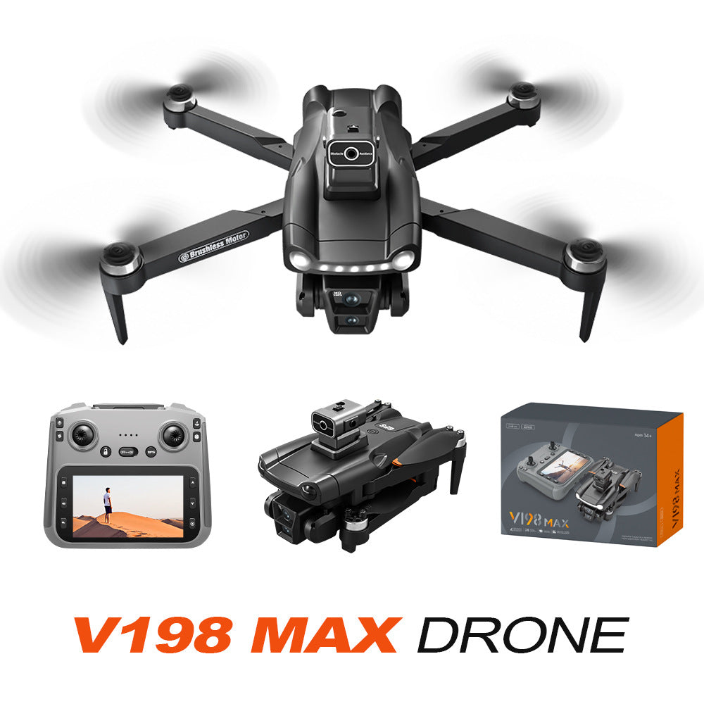 V198 MAX Drone: 5G Remote Control with Screen + GPS Location Smart Return + 8K Electric Adjustable Dual Camera Lens + Brushless Motor + Laser Obstacle Avoidance + Optical Flow Hover