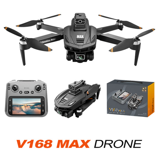 V168 MAX Drone: 5G Remote Control with Screen + GPS Location Smart Return + 8K Electric Adjustable Dual Camera Lens + Brushless Motor + 4-way Obstacle Avoidance + Optical Flow Hover