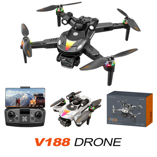 V188 Drone: 8K Electric Adjustable Dual Camera Lens + Brushless Motor + Obstacle Avoidance + Optical Flow Hover