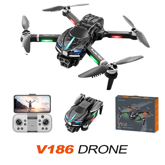 V186 Drone: 8K Electric Adjustable 3 Camera Lens + Brushless Motor + Obstacle Avoidance + Optical Flow Hover
