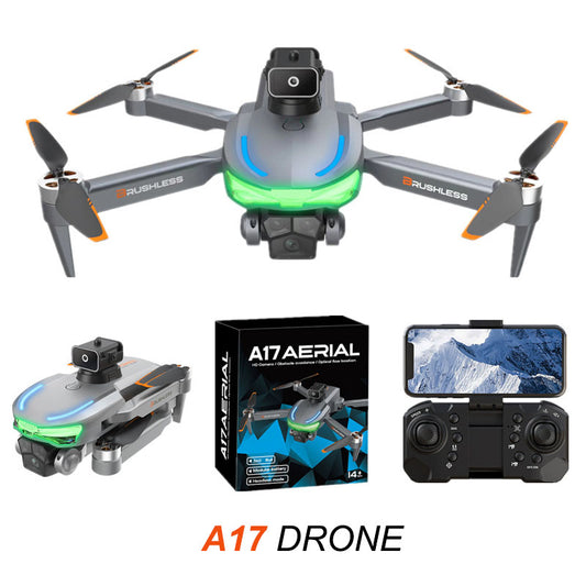 A17 Drone: HD Electric Adjustable 3 Camera Lens + 360° Obstacle Avoidance + Brushless Motor Power + Optical Flow Hover