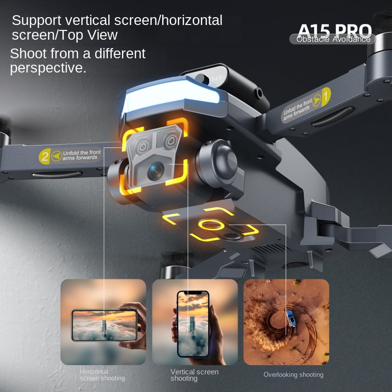 A15 PRO Drone: 8K HD Electric Adjustable 3 Camera Lens + Brushless Motor + 360° Laser Obstacle Avoidance + Optical Flow Hover